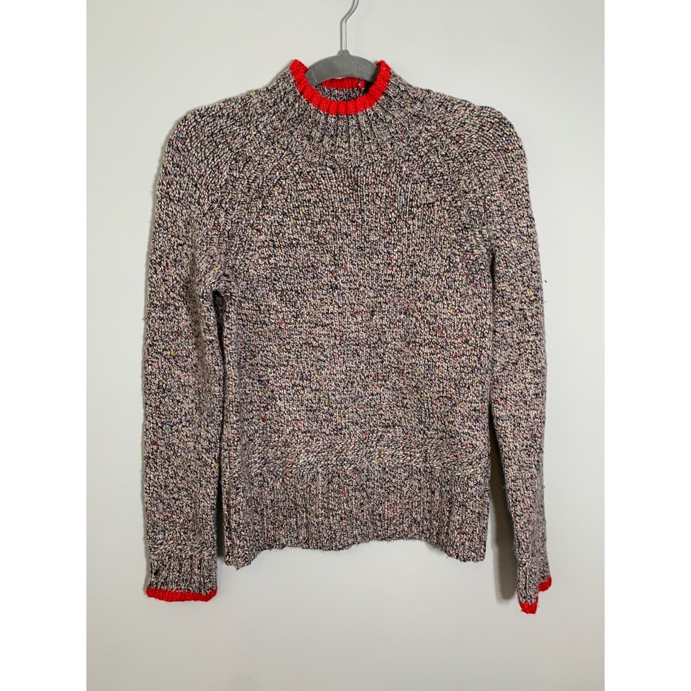 Rachel Zoe Sweater Small Multi Color Confetti Mock Neck Wool Silk Blend Shimmer